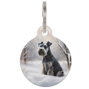 Miniatur Schnauzer lassen es Schnee Weihnachten Haustiermarke