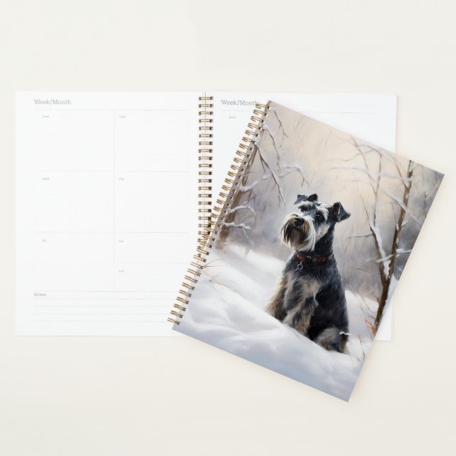 Miniatur Schnauzer lassen es Schnee Weihnachten Planer (Anzeige)