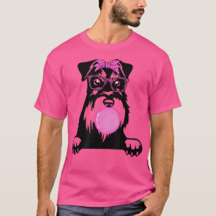 Miniatur Schnauzer mit Kaugummi-Bandana-Glasse T-Shirt