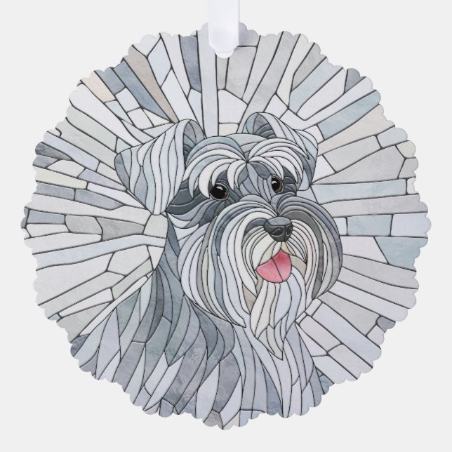 Miniatur Schnauzer Mosaik Art Ornament Karte (Vorderseite)