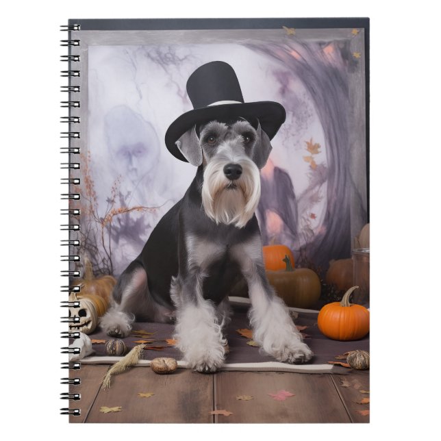 Miniatur Schnauzer Pumpkins Halloween Beängstigend Notizblock (Vorderseite)