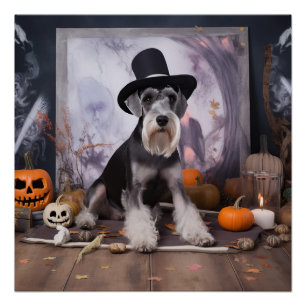 Miniatur Schnauzer Pumpkins Halloween Beängstigend Poster