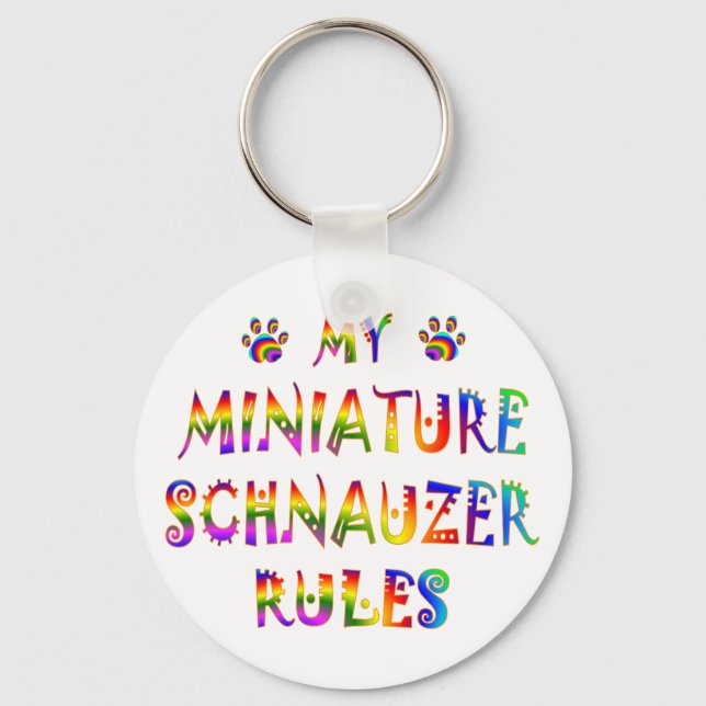 Miniatur Schnauzer Regeln Spaß Schlüsselanhänger (Vorderseite)