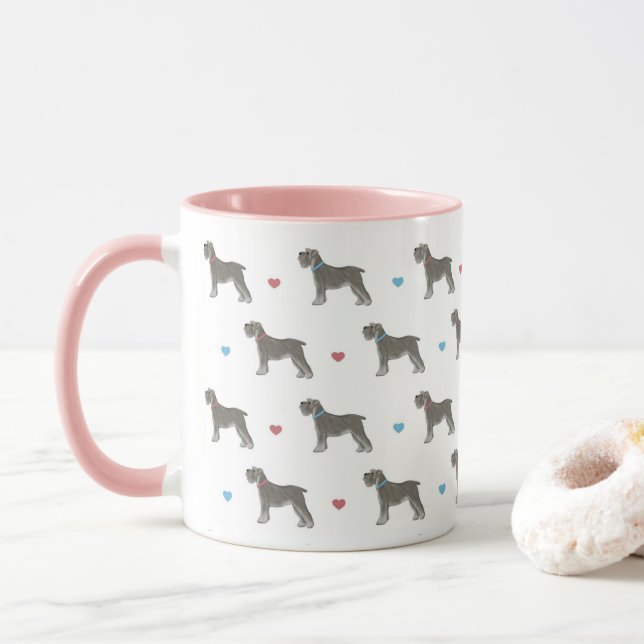 Miniatur Schnauzer und Herz-Tasse Tasse (Mit Donut)