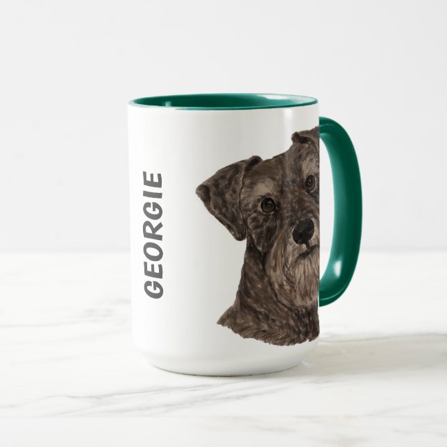 Miniatur Schnauzer Wasserfarbe Personalisiert Tasse (VorderseiteRechts)