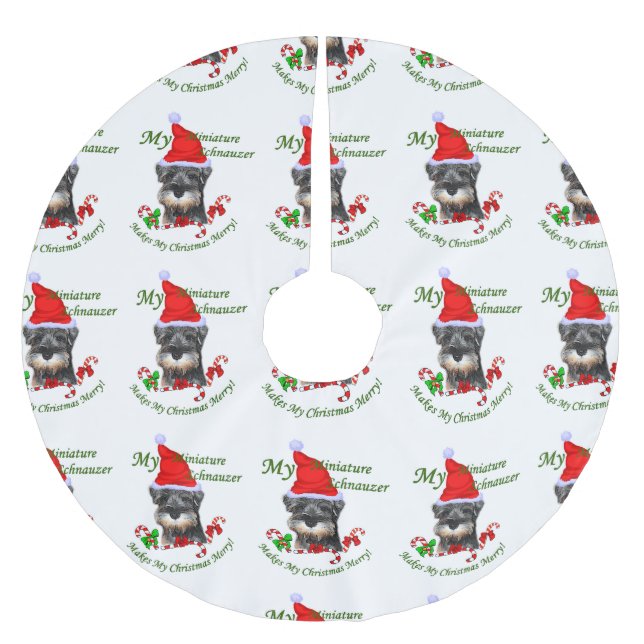 Miniatur Schnauzer Weihnachten Polyester Weihnachtsbaumdecke (Vorderseite)