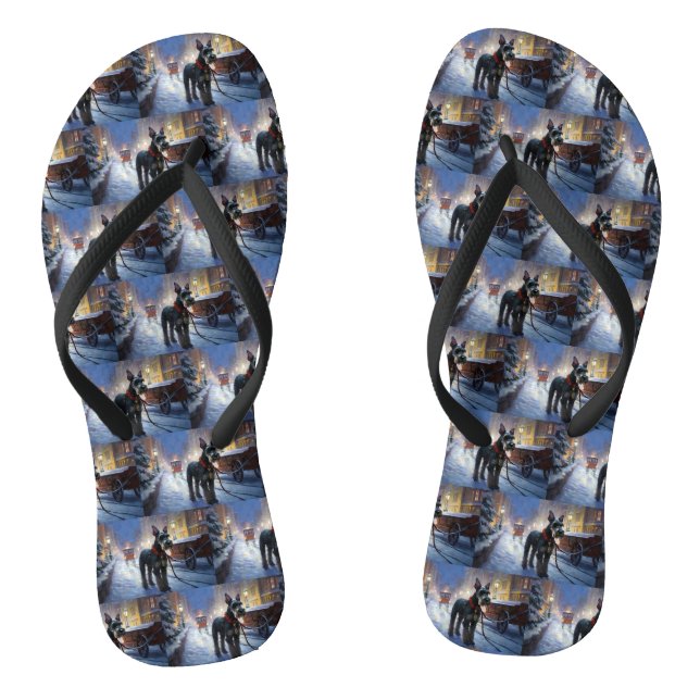 Miniatur Schnauzer Weihnachtsfeiertage Flip Flops (Fußbett)