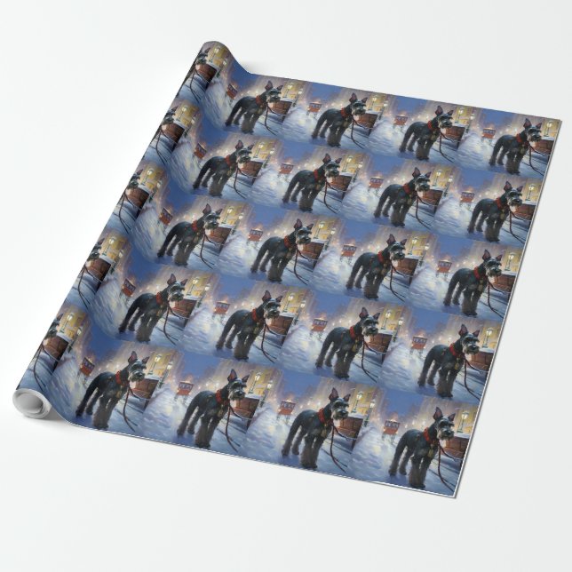 Miniatur Schnauzer Weihnachtsfeiertage Geschenkpapier (Ungerollt)