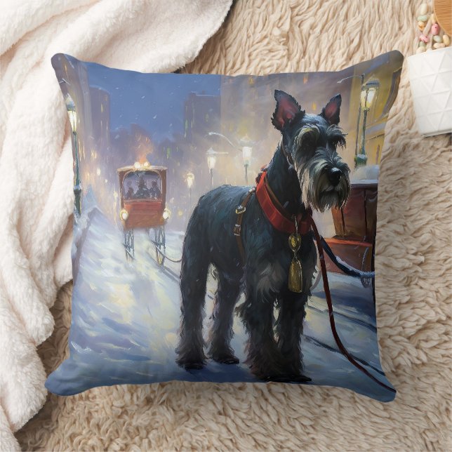 Miniatur Schnauzer Weihnachtsfeiertage Kissen (Decke)