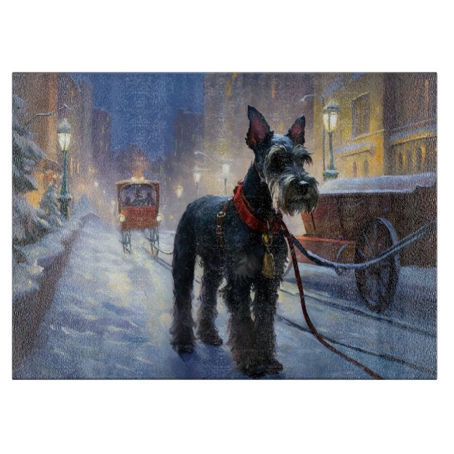 Miniatur Schnauzer Weihnachtsfeiertage Schneidebrett (Vorderseite)