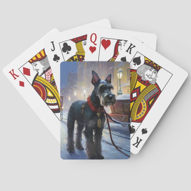 Miniatur Schnauzer Weihnachtsfeiertage Spielkarten (Rückseite)