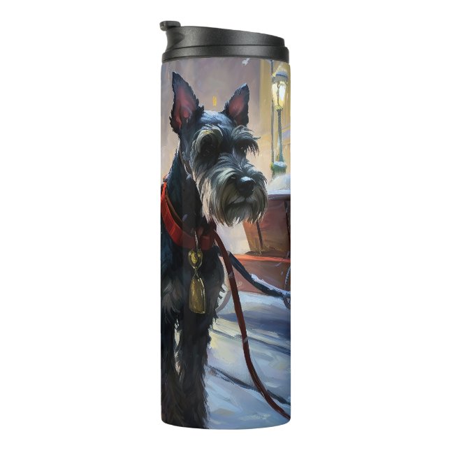 Miniatur Schnauzer Weihnachtsfeiertage Thermosbecher (Nach rechts gedreht)