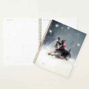 Miniatur Schnauzer Weihnachtsschnee Winter Planer