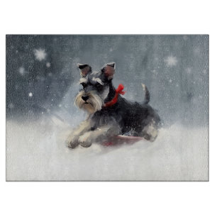 Miniatur Schnauzer Weihnachtsschnee Winter Schneidebrett