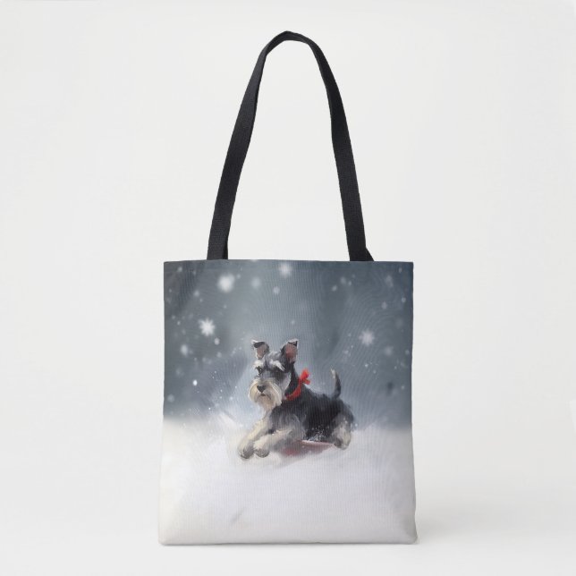 Miniatur Schnauzer Weihnachtsschnee Winter Tasche (Vorderseite)