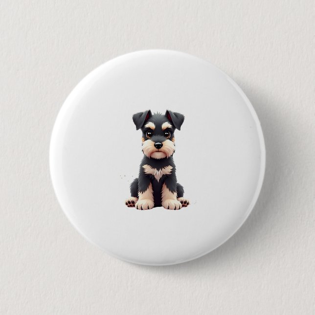 Miniatur Schnauzer Welpe (2) Button (Vorderseite)