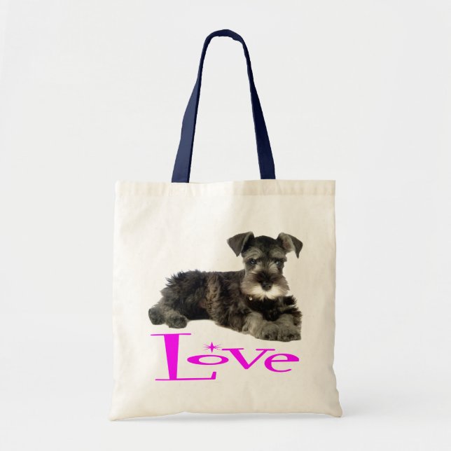 Miniatur Schnauzer Welpen Hund Rosa Liebe Tragetasche (Vorne)