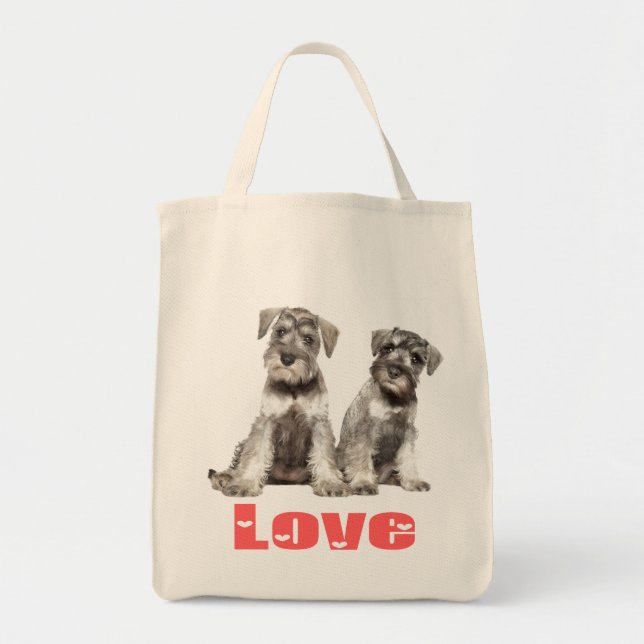 Miniatur Schnauzer Welpen Hunde Rosa Herz Tasche (Vorne)