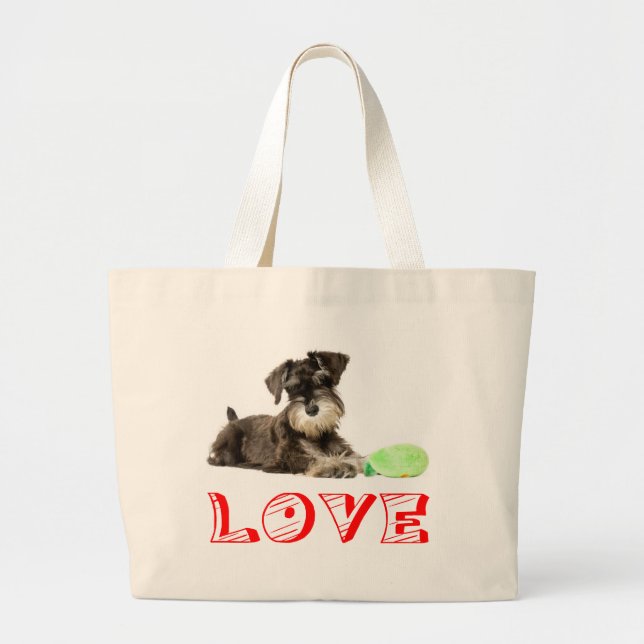 Miniatur Schnauzer Welpen Hunde Rote Liebe Tasche (Vorne)