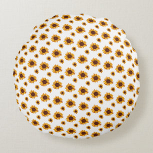 Miniatur-Sonnenblumen-Muster Rundes Kissen