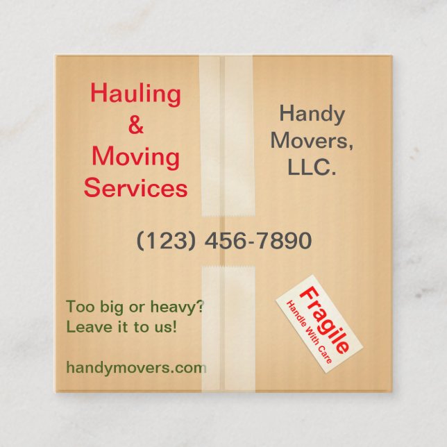 Miniatur-Versandbox Handyman Hauling Moving Quadratische Visitenkarte (Vorderseite)