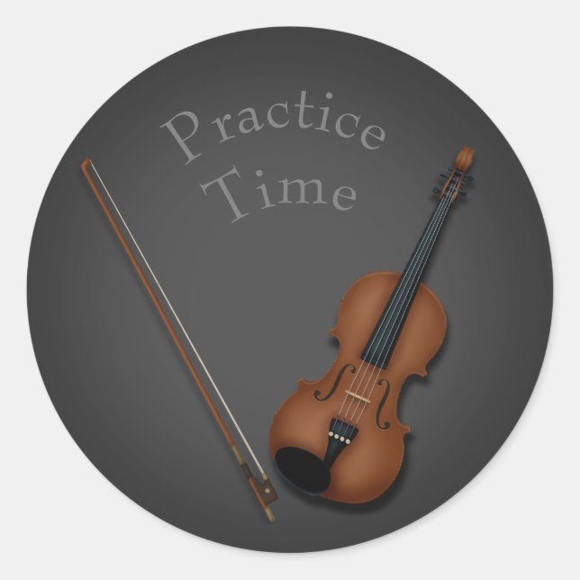Miniatur-Violine und Bow innen Personalisiert Runder Aufkleber (Vorderseite)