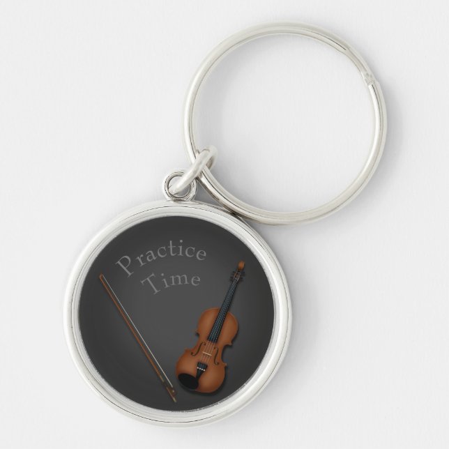 Miniatur-Violine und Bow innen Personalisiert Schlüsselanhänger (Vorne)