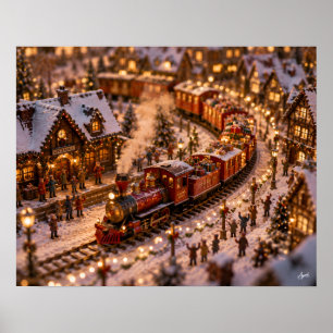 Miniatur-Weihnachtszug-Lieferung Poster