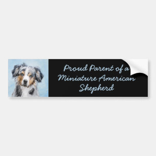 Miniaturamerikanische Hirtenmalerei - Hundekunst Autoaufkleber
