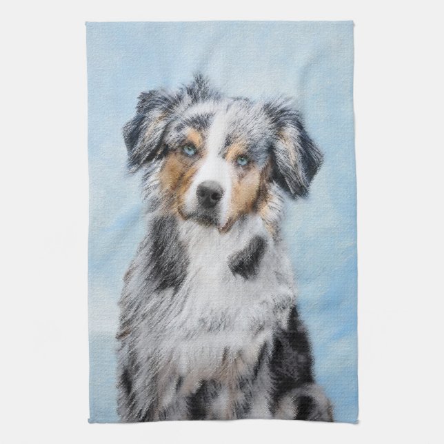 Miniaturamerikanische Hirtenmalerei - Hundekunst Geschirrtuch (Vertikal)