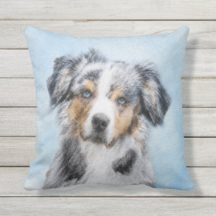 Miniaturamerikanische Hirtenmalerei - Hundekunst Kissen