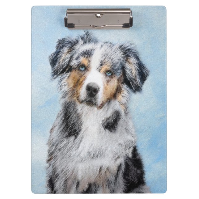 Miniaturamerikanische Hirtenmalerei - Hundekunst Klemmbrett (Vorderseite)