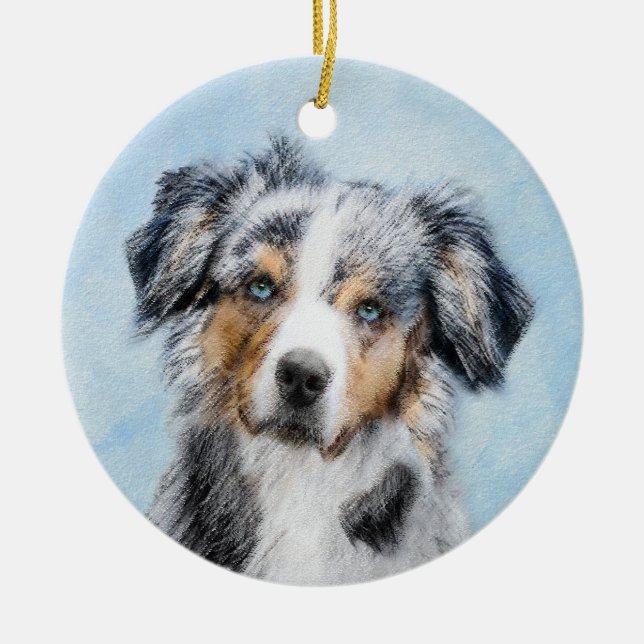 Miniaturbild Amerikanischer Hirtenmaler - Hundekun Keramik Ornament (Vorne)