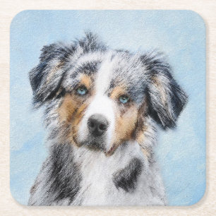 Miniaturbild Amerikanischer Hirtenmaler - Hundekun Rechteckiger Pappuntersetzer