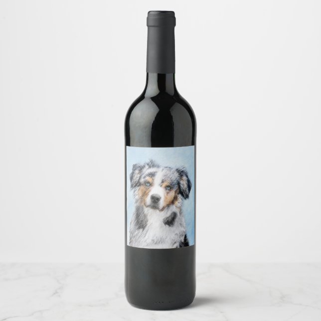 Miniaturbild Amerikanischer Hirtenmaler - Hundekun Weinetikett (Vorderseite)