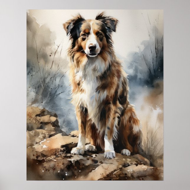 Miniature American Shepherd Art Chien Poster (Devant)