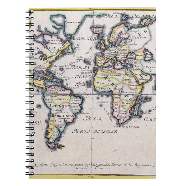 Miniature Antique World Map Notebook Notizblock (Vorderseite)