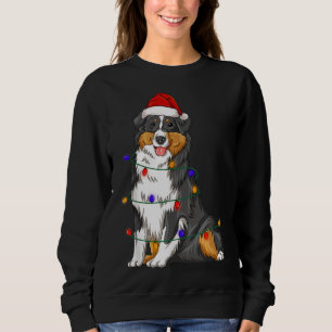 Miniature Australian Shepherd Dog Wearing Christma Sweatshirt