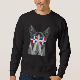 Miniature Bull Terrier Hund Dominikanische Flagge Sweatshirt