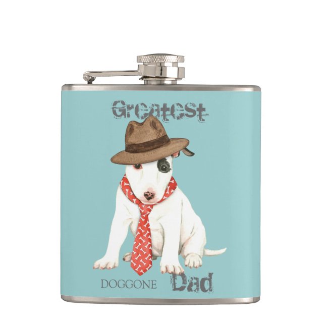 Miniature Bull Terrier Vater Flachmann (Vorderseite)