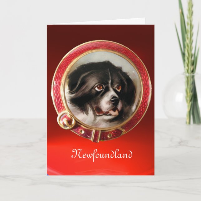 MINIATURE DOG PORTRAITS Neufundland Feiertagskarte (Vorderseite)