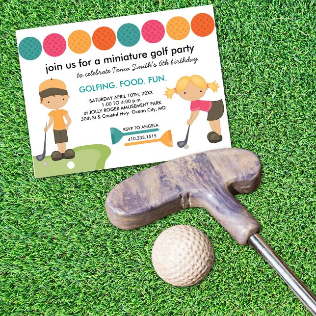 Miniature Golf Anniversaire fêtes Invitations pour (Créateur téléchargé)
