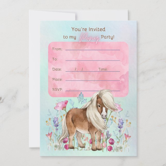 Miniature Horse Anniversaire Fête Invitation (Devant)