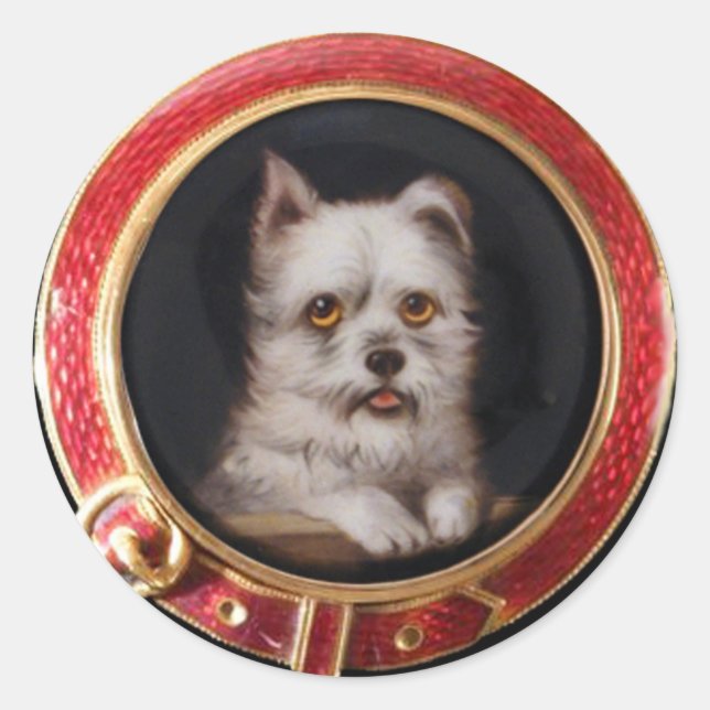 MINIATURE HUNDERPORTRAITS WESTLANDSCHAFTER RUNDER AUFKLEBER (Vorderseite)