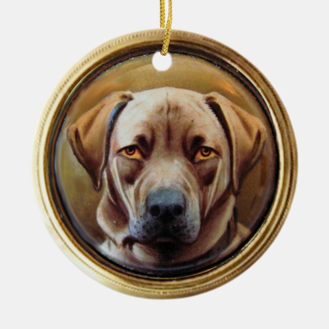 MINIATURE HUNDERPORTRAS, Schokoladenzähler Keramikornament (Vorne)