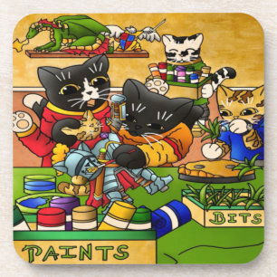 Miniature Knight Cat Model Painting Cats Getränkeuntersetzer