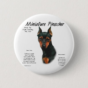 Miniature Pinscher (blk/rust) Historie Design Button