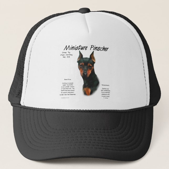 Miniature Pinscher (blk/rust) Historie Design Truckerkappe (Vorderseite)