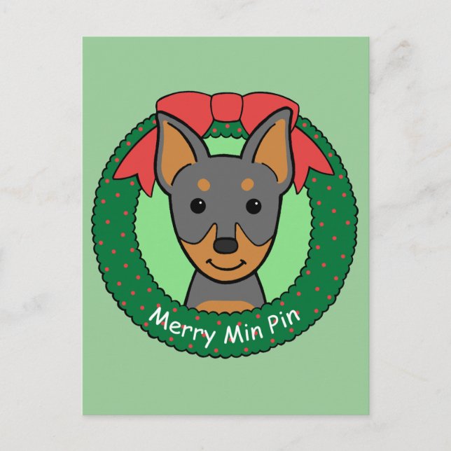 Miniature Pinscher Christmas Feiertagspostkarte (Vorderseite)