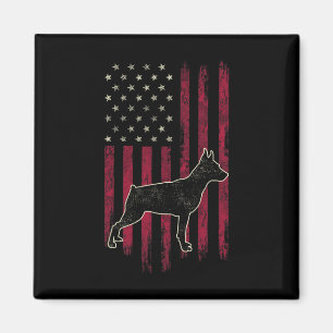 Miniature Pinscher Dog liebt amerikanische Flagge  Magnet